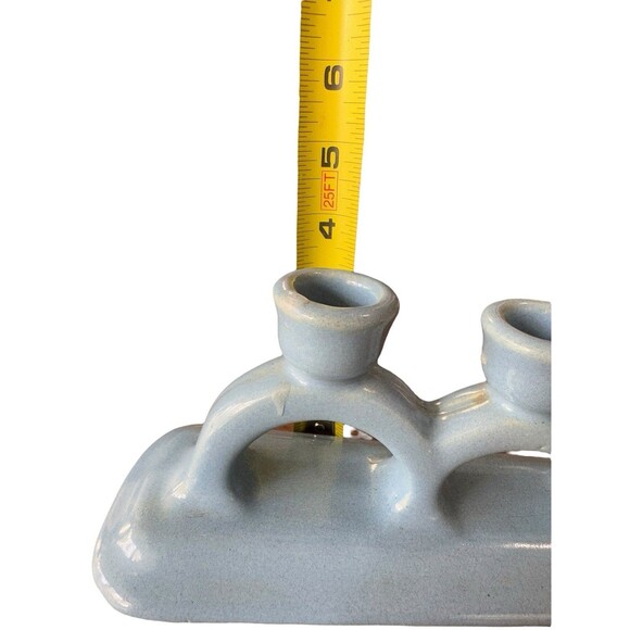 Vintage Light Blue Pacific Pottery Candle Holder Turquoise Rare Candelabra - Picture 8 of 8